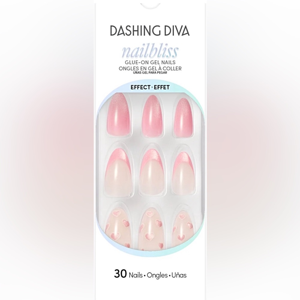 🆕 Dashing Diva Nailbliss Pink Glue-On Gel Nails